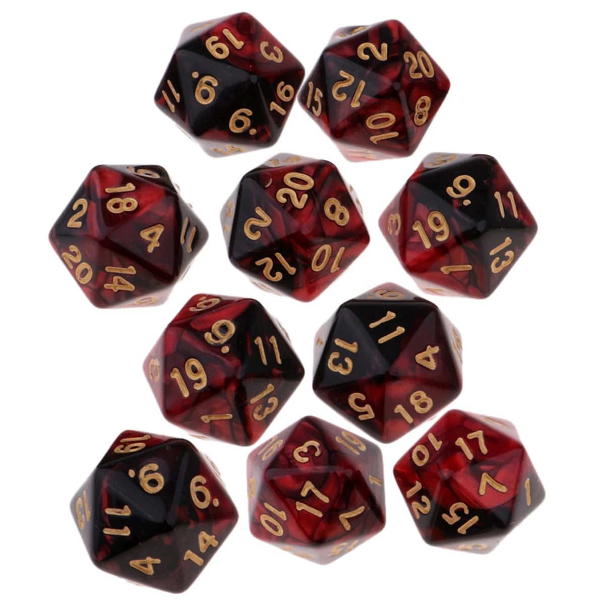 Swirl & Spark: Dual-Color d20 Dice Set of 10