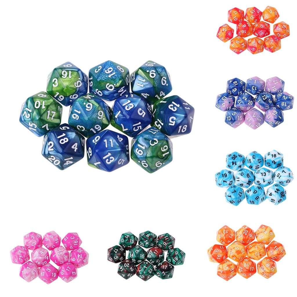 Swirl & Spark: Dual-Color d20 Dice Set of 10