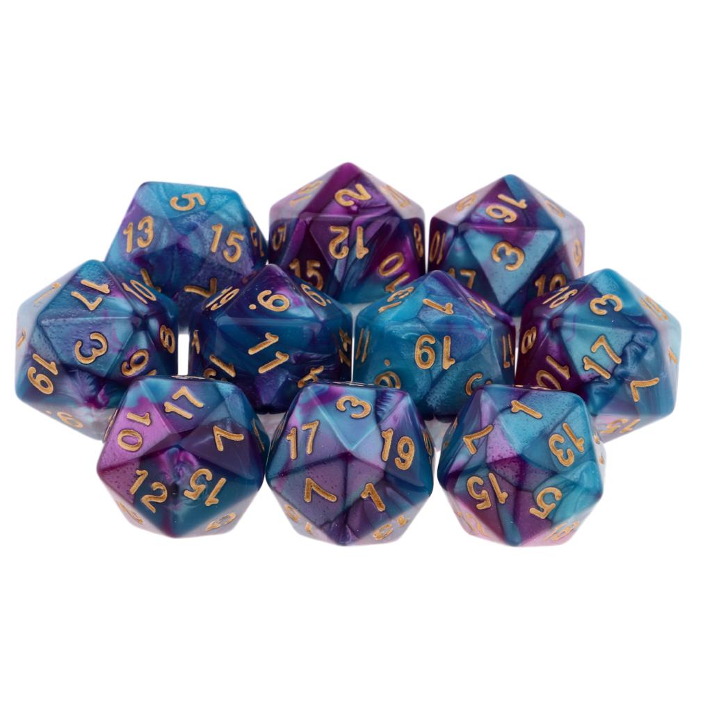 Swirl & Spark: Dual-Color d20 Dice Set of 10