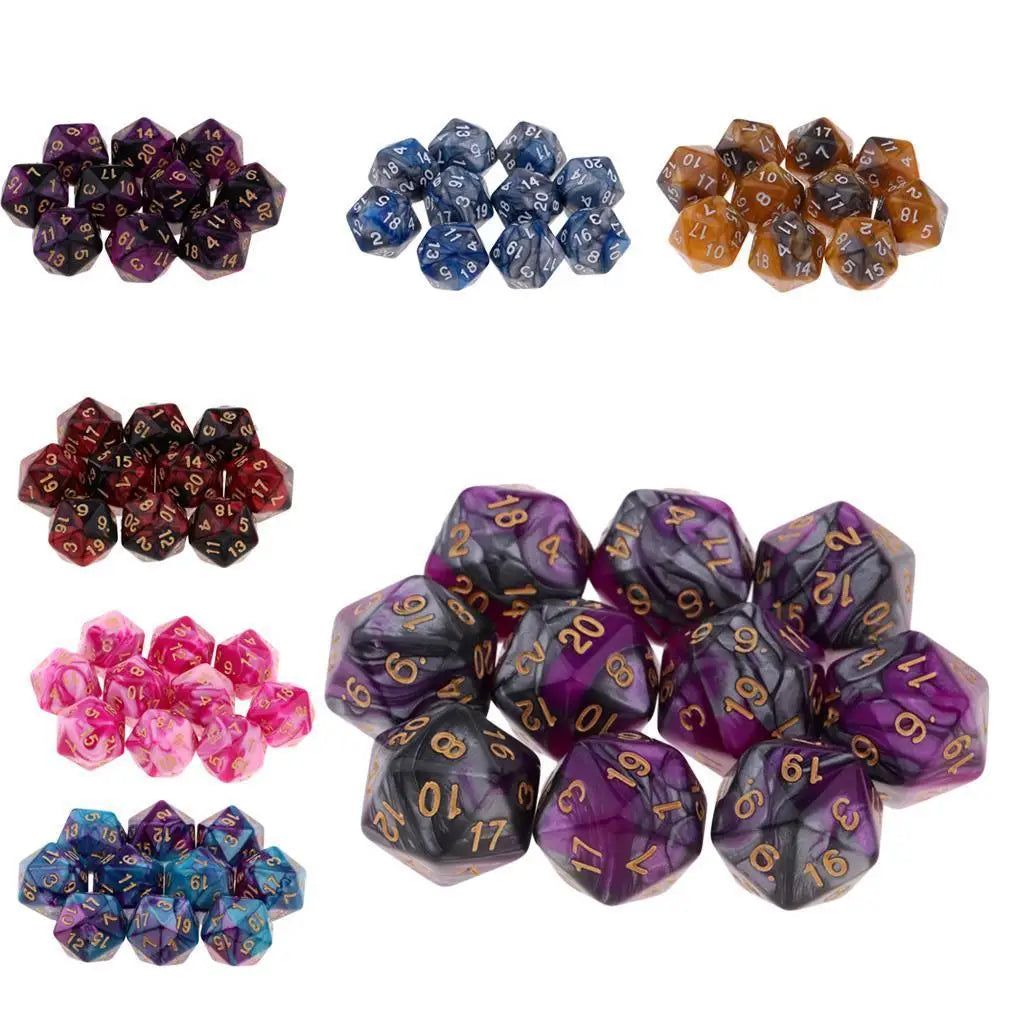 Swirl & Spark: Dual-Color d20 Dice Set of 10