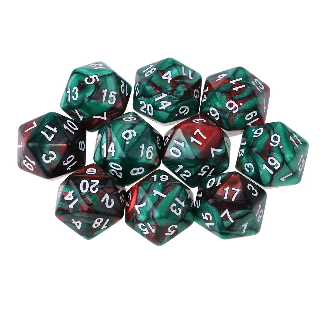 Swirl & Spark: Dual-Color d20 Dice Set of 10